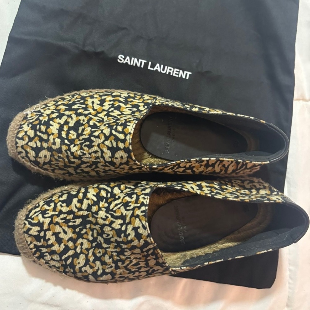 Saint Laurent Leopard-Print Canvas Flat Espadrilles Women’s - NEIMAN MARCUS